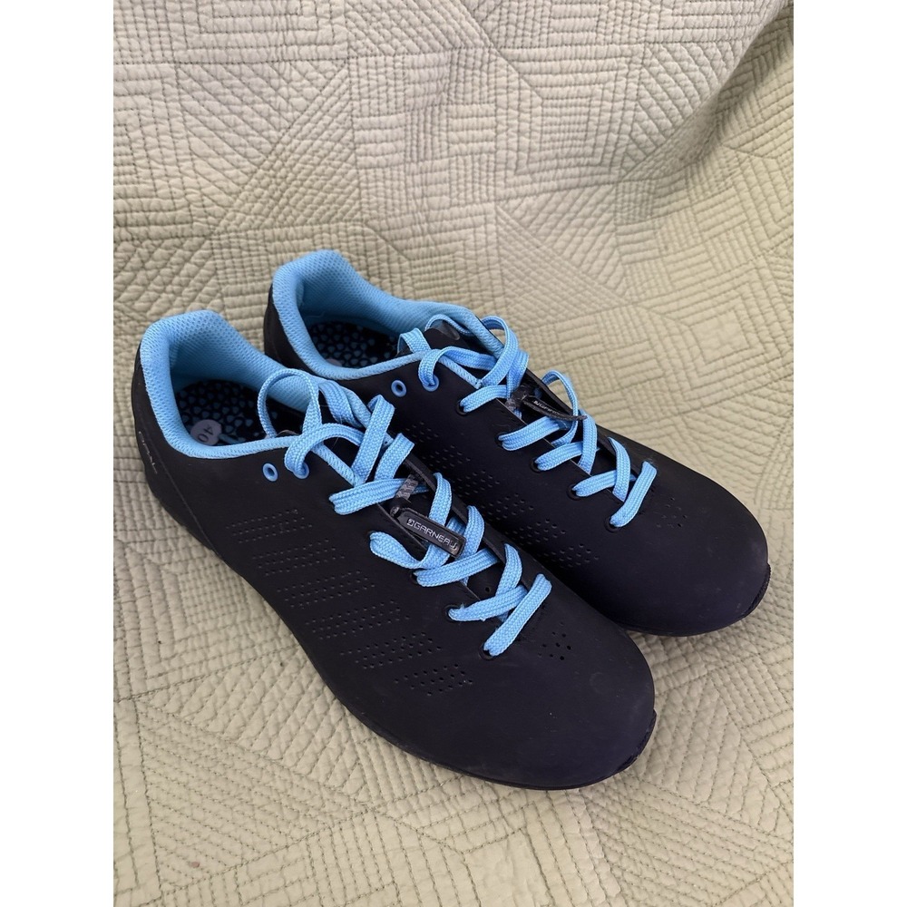 Louis Garneau Cycling Shoes Womens Size 40 Black Blue SPD Clipless Peloton Spin
